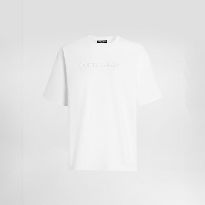 dolce & gabbana embossed letter logo cotton t-shirt